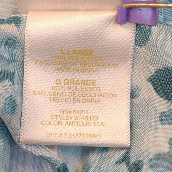 Secret Treasures Nightgown Teddy Slip Floral Blue and White Large - Picture 7 of 12